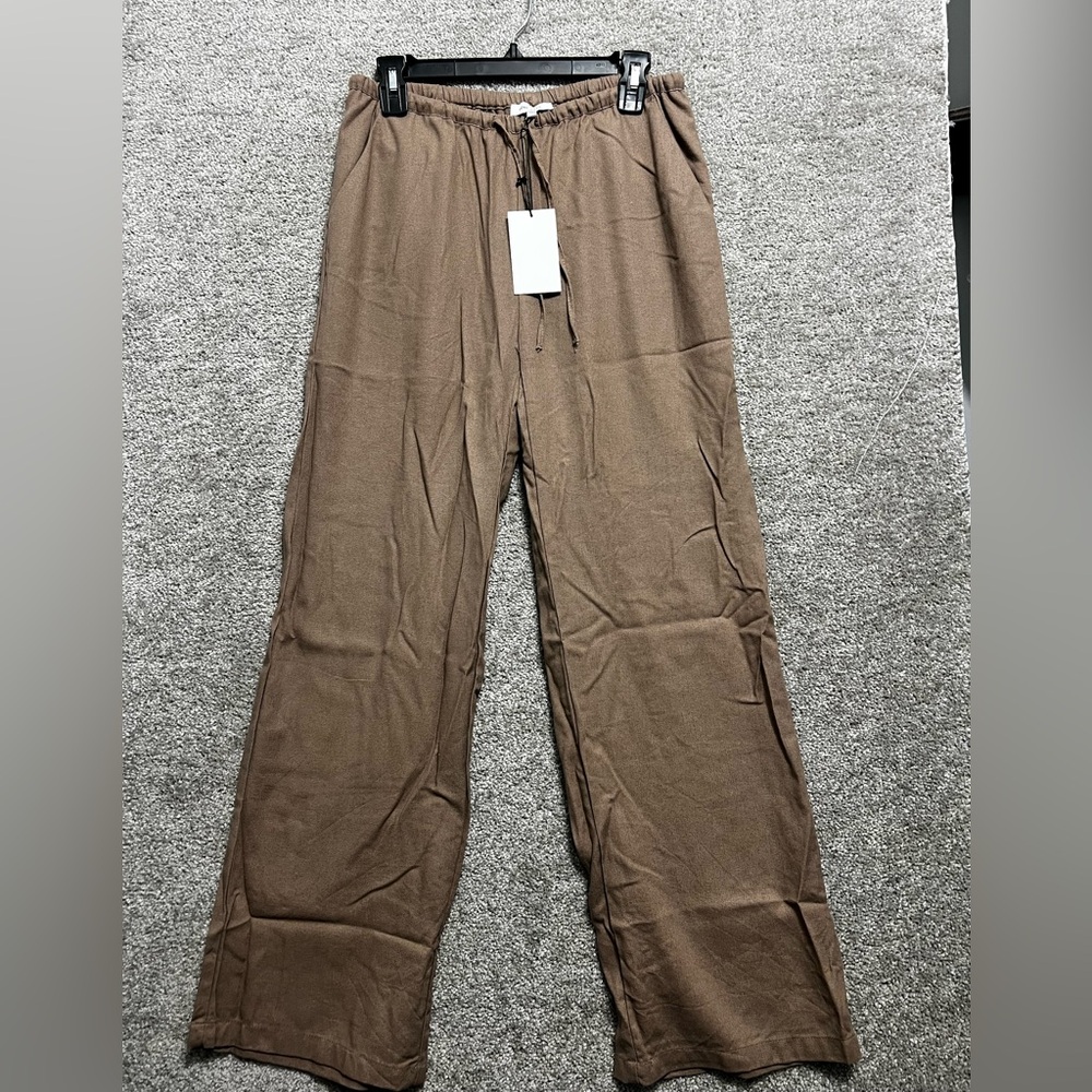 Love Tree Brown Wide Leg Drawstring Pants
